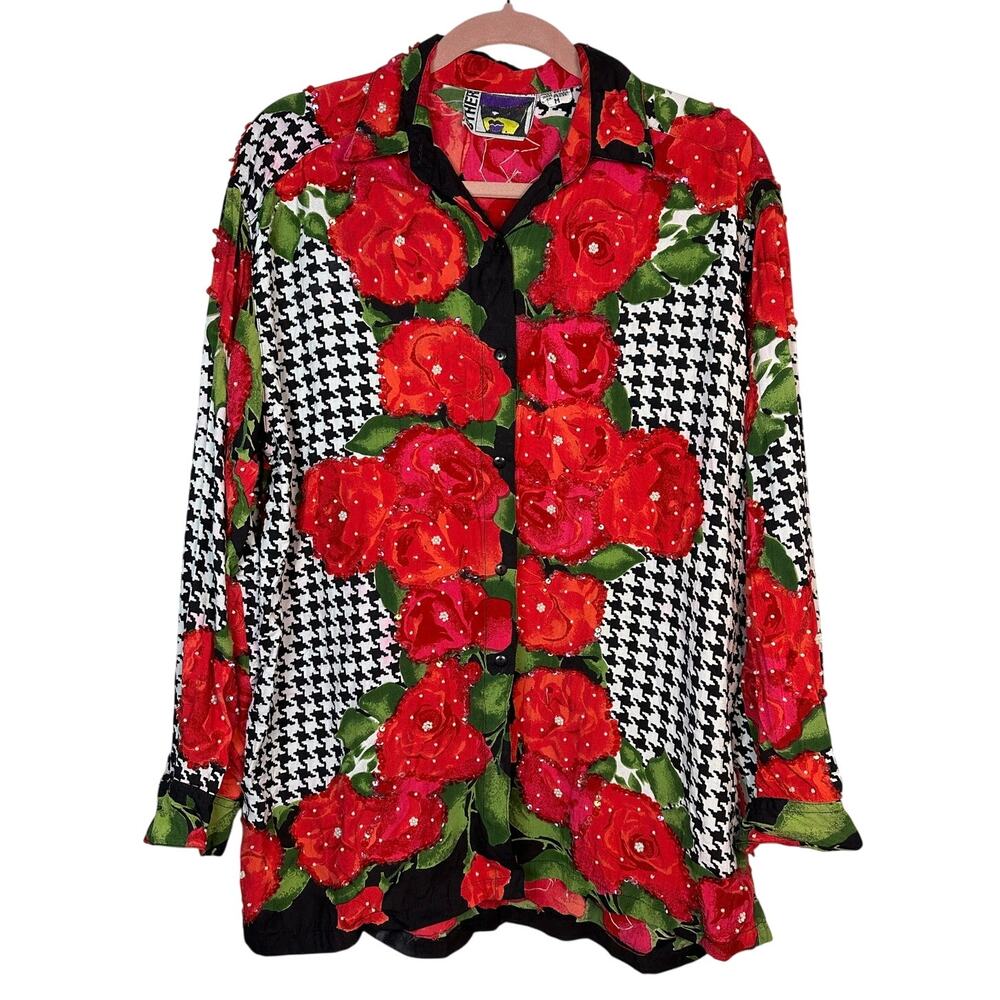 Vintage Other Beaded Sequin Button Down Shirt Women's Medium